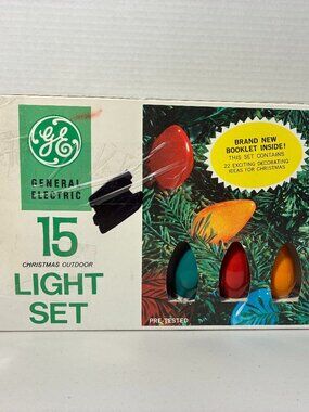 Vintage GE 15 Christmas Outdoor Light Set C9 String Lights 15 Bulbs TESTED/WORKS